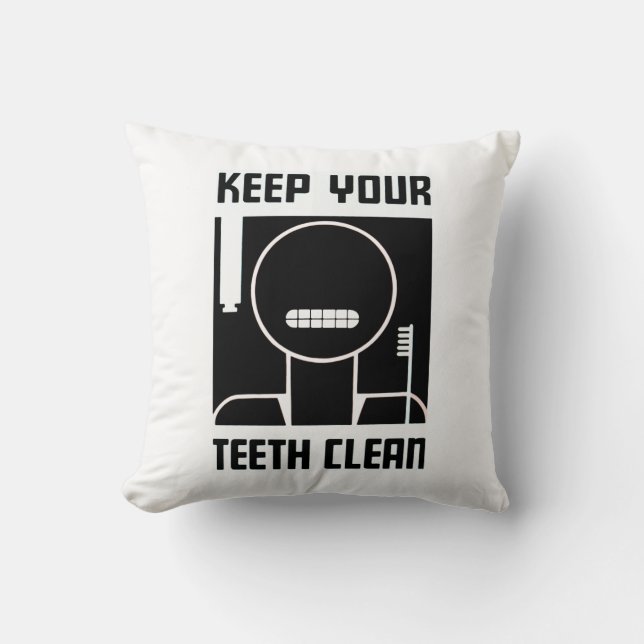 Coussin Gardez vos dents propres (Recto)