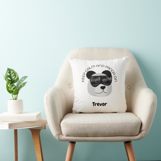 Coussin Gardez votre calme et Panda activé (Chaise)