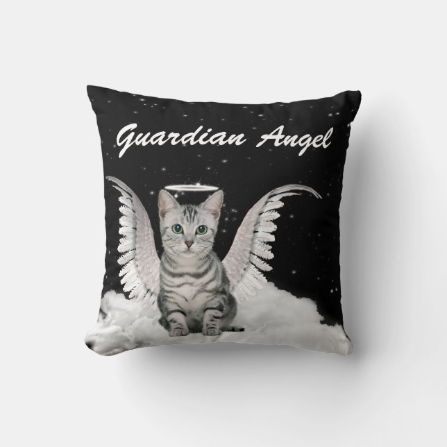 Coussin Gardien Angel Argent Tabby Chat Pet Lover (Recto)