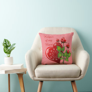 Coussin Gardien de mon cœur Roses roses rouges Saint-Valen