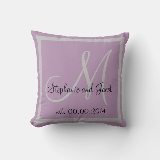 Coussin Gardien Mariage pastel violet et gris argent (Recto)