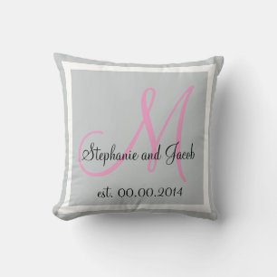 Coussin Gardien Mariage rose rose et gris argent