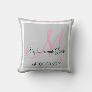 Coussin Gardien Mariage rose rose et gris argent
