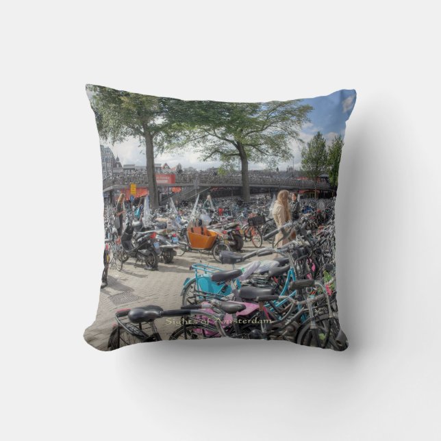 Coussin Gare centrale Parc à vélo, Sites d'Amsterdam (Recto)