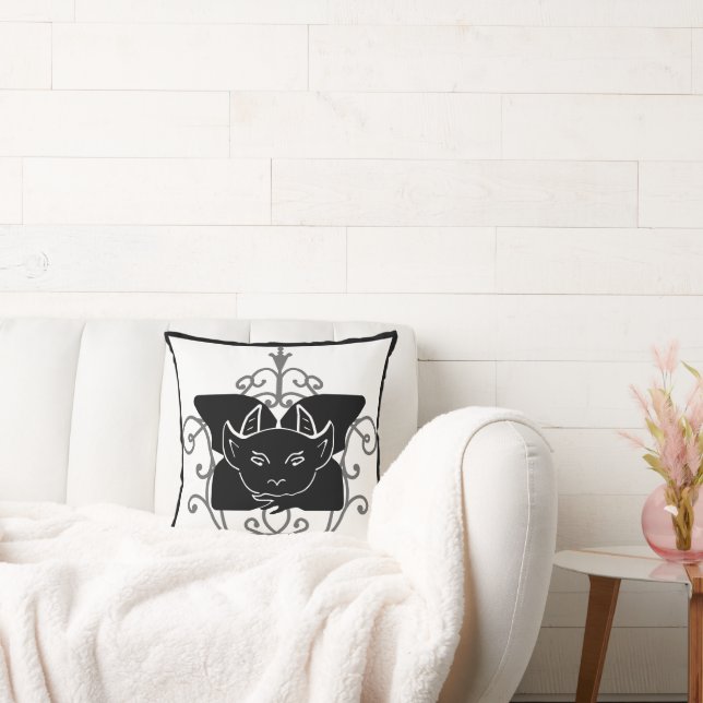 Coussin Gargouille noir et sarcelle double face (Canapé)