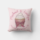 Coussin Gâteau Cupcake Rose Saupoudrage Mariage Shower de  (Recto)