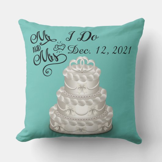 Coussin Gâteau de date de mariage personnalisé (Recto)