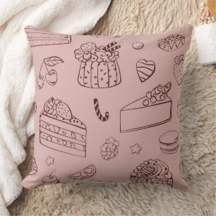 Coussin Gâteau de fraise et cheesecake motif d'art en lign