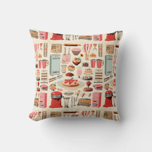 Coussin Gâteaux et ustensiles de cuisine rétro