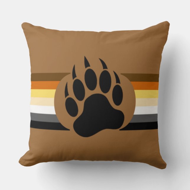 Coussin Gay Bear Pride couleurs rayures et Bear Paw (Recto)