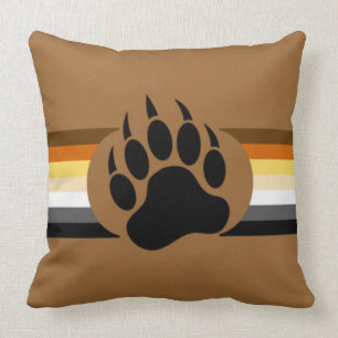 Coussin Gay Bear Pride couleurs rayures et Bear Paw