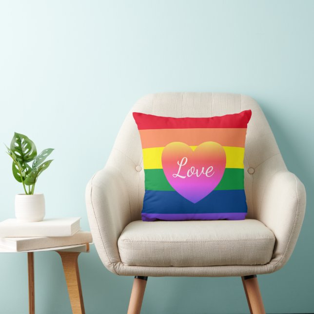 Coussin Gay pride LGBTQ Rainbow Heart coloré (Chaise)