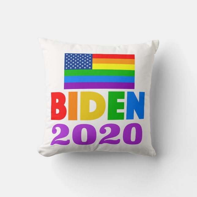 Coussin Gay pride Rainbow de Biden 2020 (Recto)