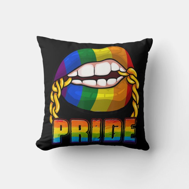 Coussin Gay pride Rainbow Lips Lèvres LGBT Mois de sensibi (Recto)