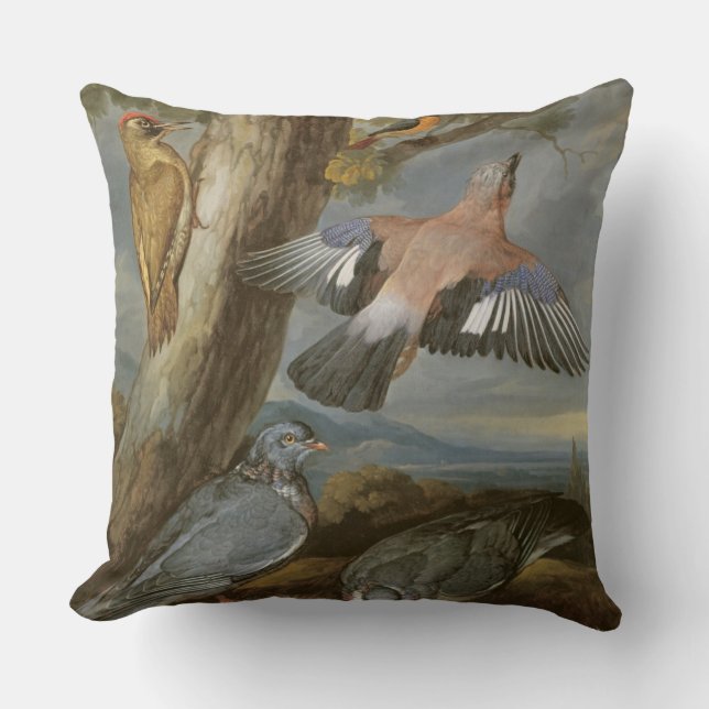 Coussin Geai, pivert vert, pigeons et Redstart, c.165 (Recto)