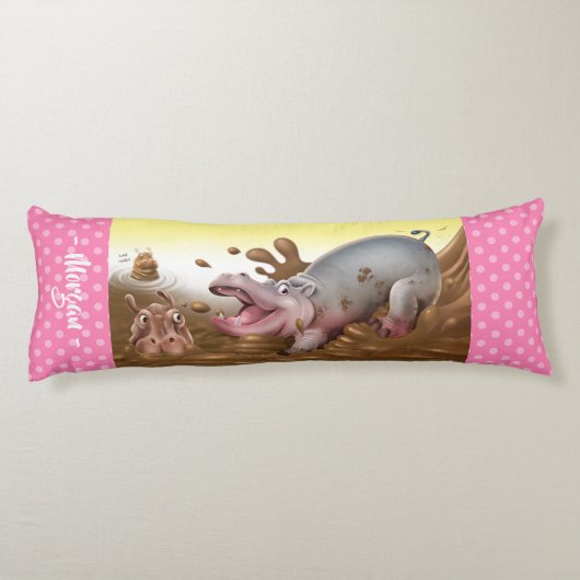 Coussin géant du corps Hippopotames dans la boue m (Dos)