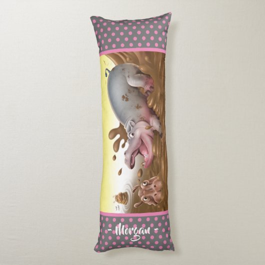 Coussin géant du corps Hippopotames gris boue. (Dos (Vertical))