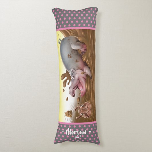 Coussin géant du corps Hippopotames gris boue. (devant Vertical)