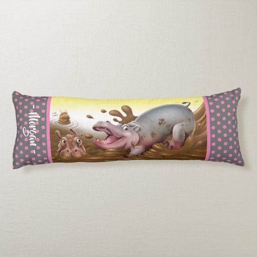 Coussin géant du corps Hippopotames gris boue. (Dos)
