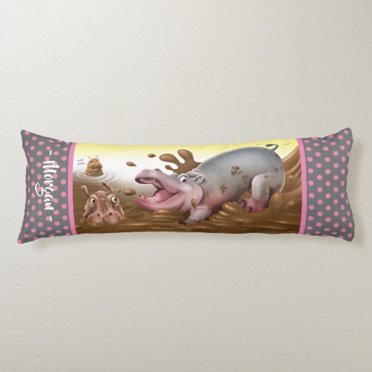 Coussin géant du corps Hippopotames gris boue. (Devant)