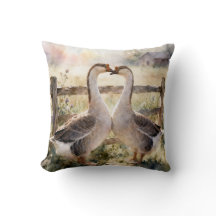 Geese in Love Throw Pillow