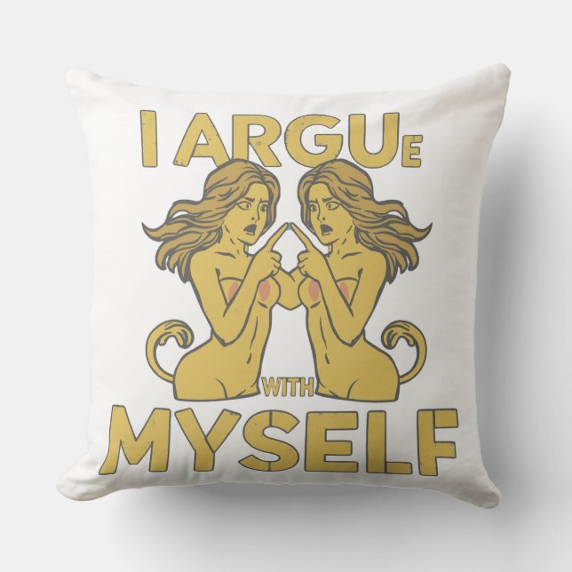 Coussin Gémeaux Je me dispute avec moi-même Graphique de z (Recto)