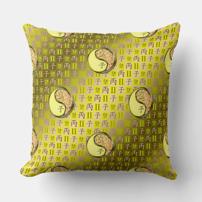 Coussin Gémeaux & Rat de feu (Recto)