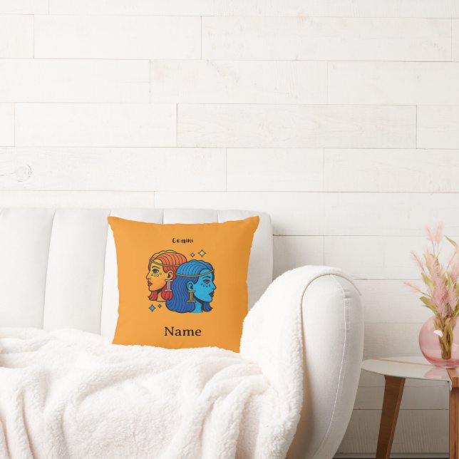 Coussin Gémeaux Signe du Zodiaque Pop Art - Jumeaux Célest (Canapé)
