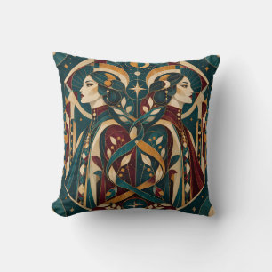Coussin Gemini Turquoise Bourgogne Mosaïque Géométrique