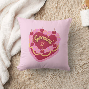 Coussin Gemini Zodiac Pastel Coeur Gâteau d'anniversaire