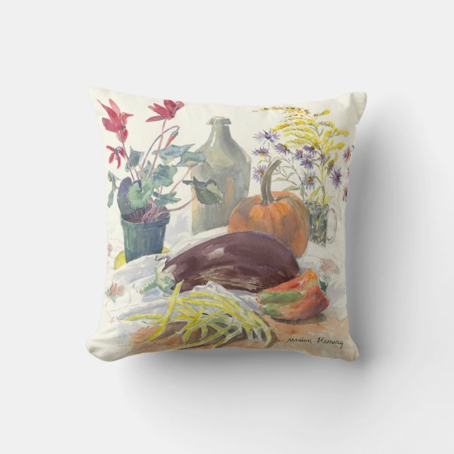 Coussin Générosité d'été -- Support de couleur d'aubergine (Recto)
