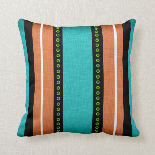Coussin Génial orange d'aqua noir de rayures