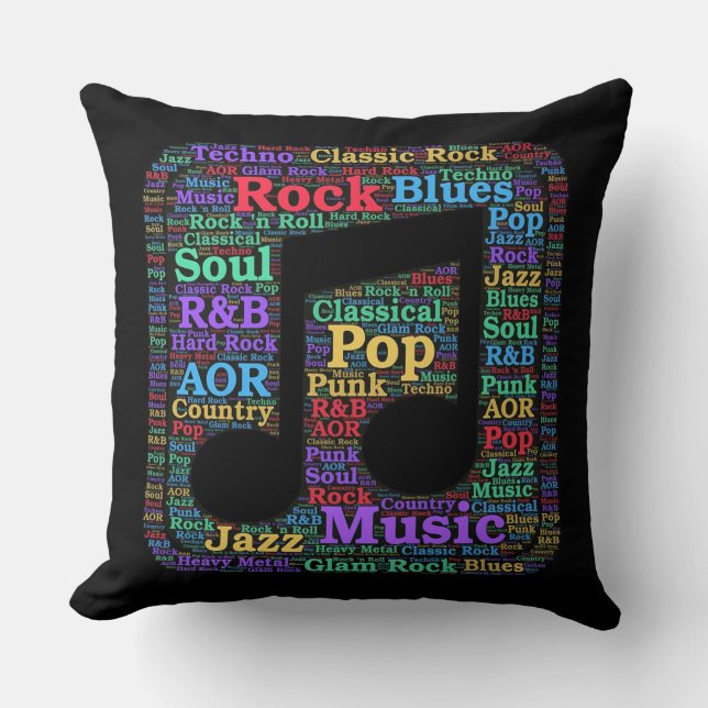 Coussin Genres de musique colorée (Recto)