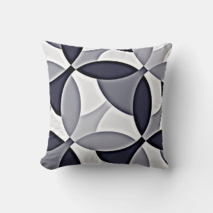 Coussin géo-Abstrait bleu et blanc de la Marine