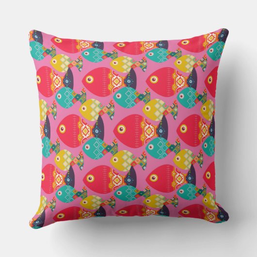 Coussin geo poisson rose (Verso)