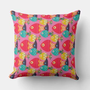 Coussin geo poisson rose