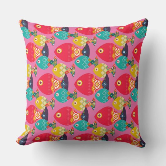 Coussin geo poisson rose (Recto)