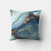 Coussin Géode de marbre d'agate bleue et dorée Kintsugi (Verso)