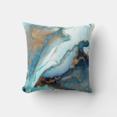 Coussin Géode de marbre d'agate bleue et dorée Kintsugi (Recto)