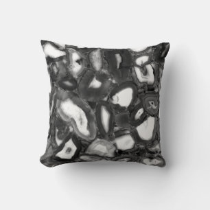 Coussin Géode des agates Abstraites en noir blanc