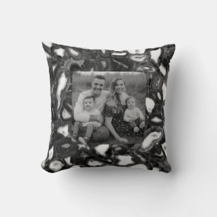 Coussin Géode moderne Abstrait Black White Agates