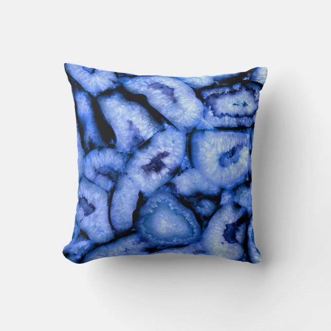 Coussin Géodes Agate Quartz Bleu (Recto)
