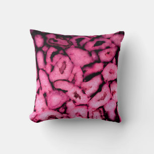 Coussin Géodes d'âge à quartz rose motif abstrait