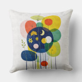 Coussin Geometric Botanical Moon Star Abstract Folk Art (Verso)