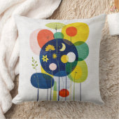 Coussin Geometric Botanical Moon Star Abstract Folk Art (Couverture)