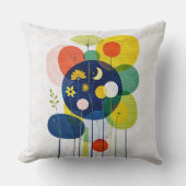 Coussin Geometric Botanical Moon Star Abstract Folk Art (Recto)