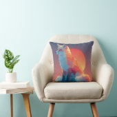Coussin Geometric Wolf Silhouette |Modern Polygon Wildlife (Chaise)