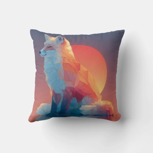 Coussin Geometric Wolf Silhouette |Modern Polygon Wildlife (Verso)