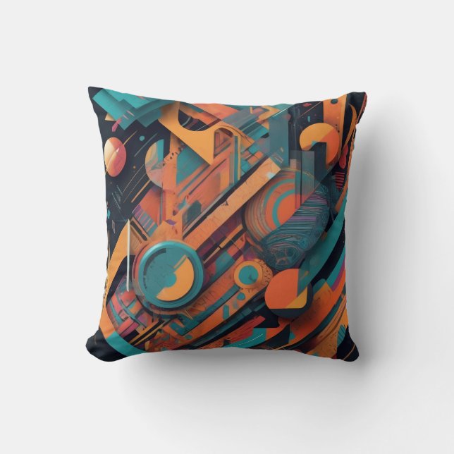 Coussin Géométrie Abstraite Vibrante – Art Graphique Audac (Recto)