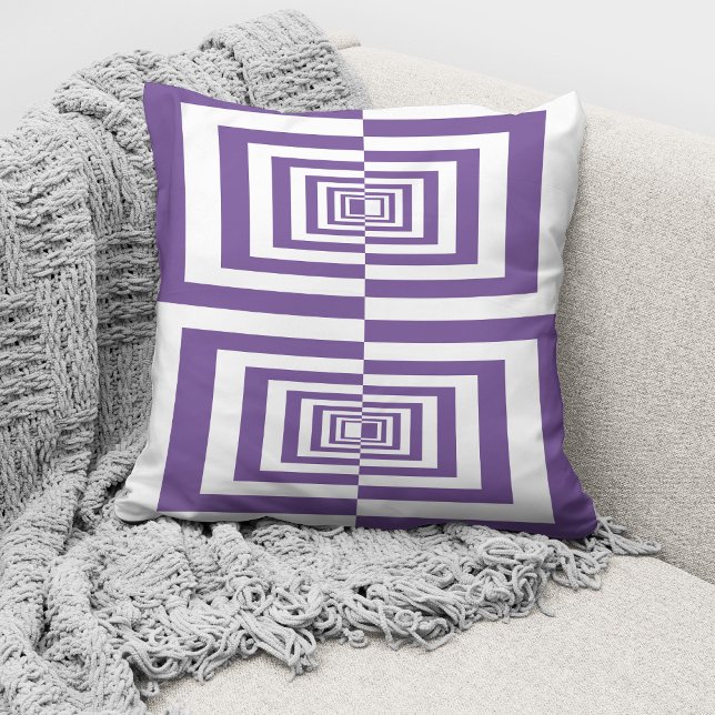 Coussin Géométrie blanche violette moderne (Créateur téléchargé)